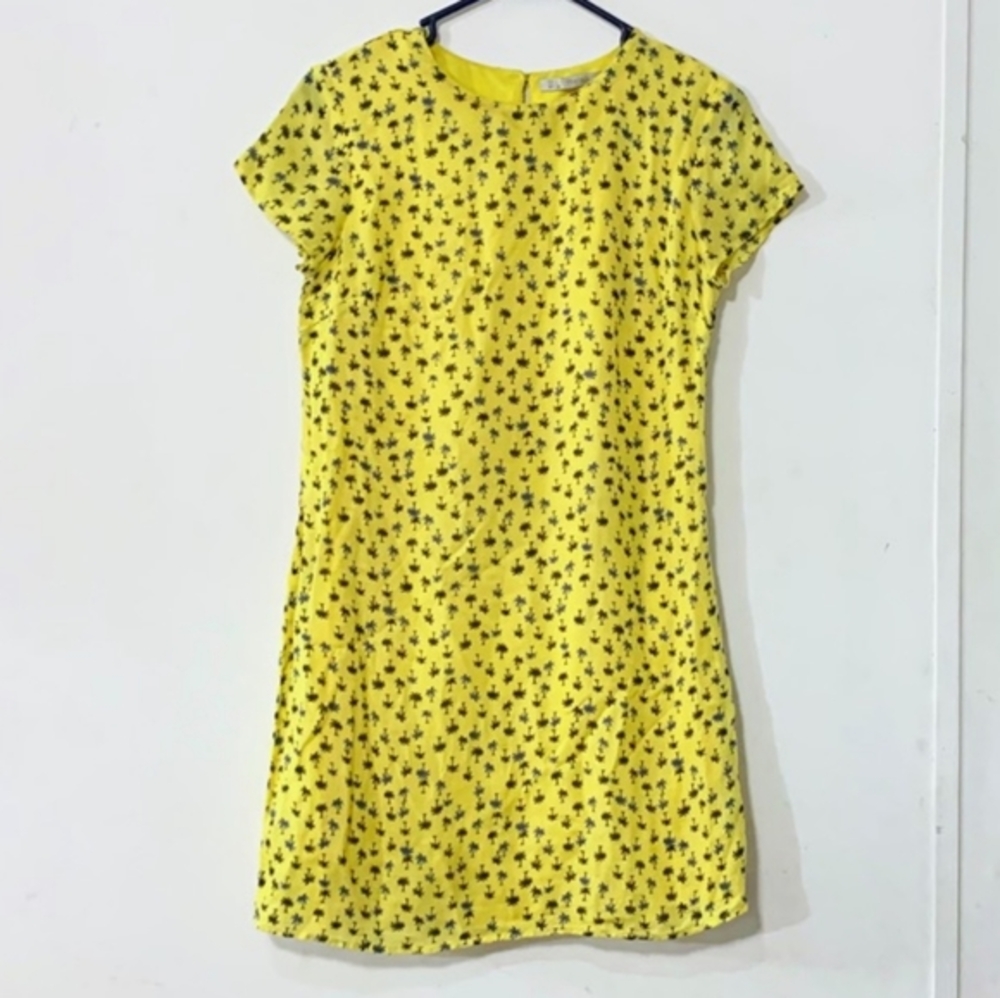 Zara Trafaluc sz S Yellow Palm Tree Dress